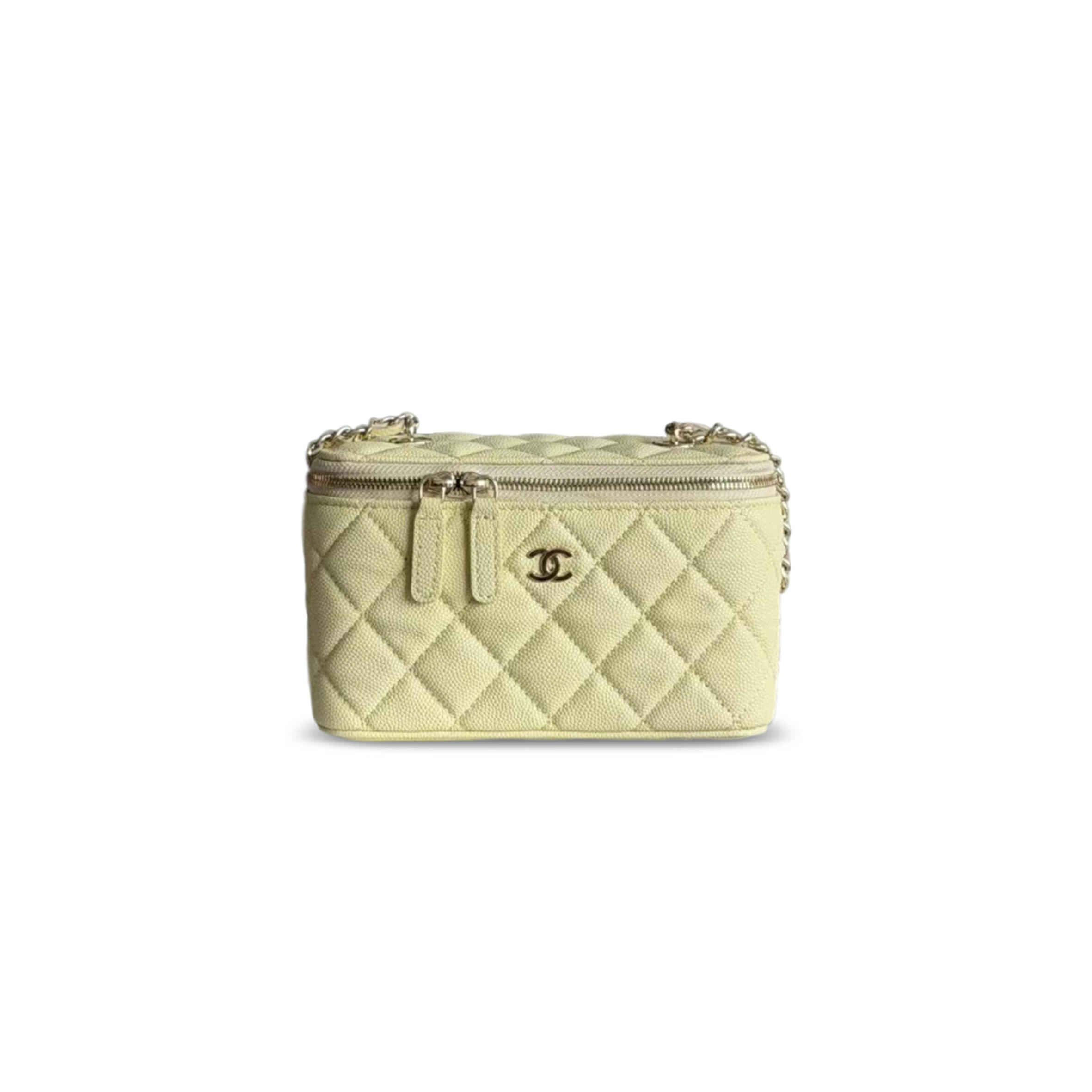 Ch**el master vanity case with chain caviar leather ap2625 (17*10*8.5cm)
